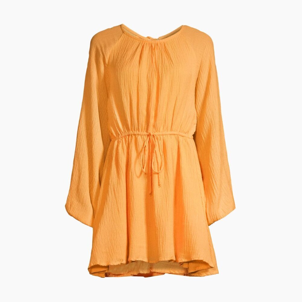 Faithfull the Brand  Constance Linen Gauze Minidress Saffron Orange US 4 (Small)
